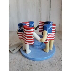 Vintage ceramic circles of the world American flag tealight holder home decor